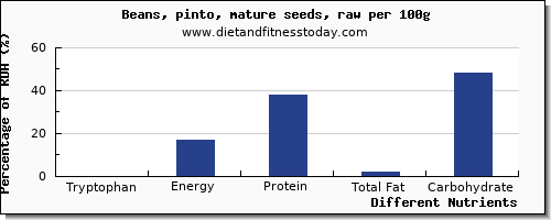 chart to show highest tryptophan in pinto beans per 100g